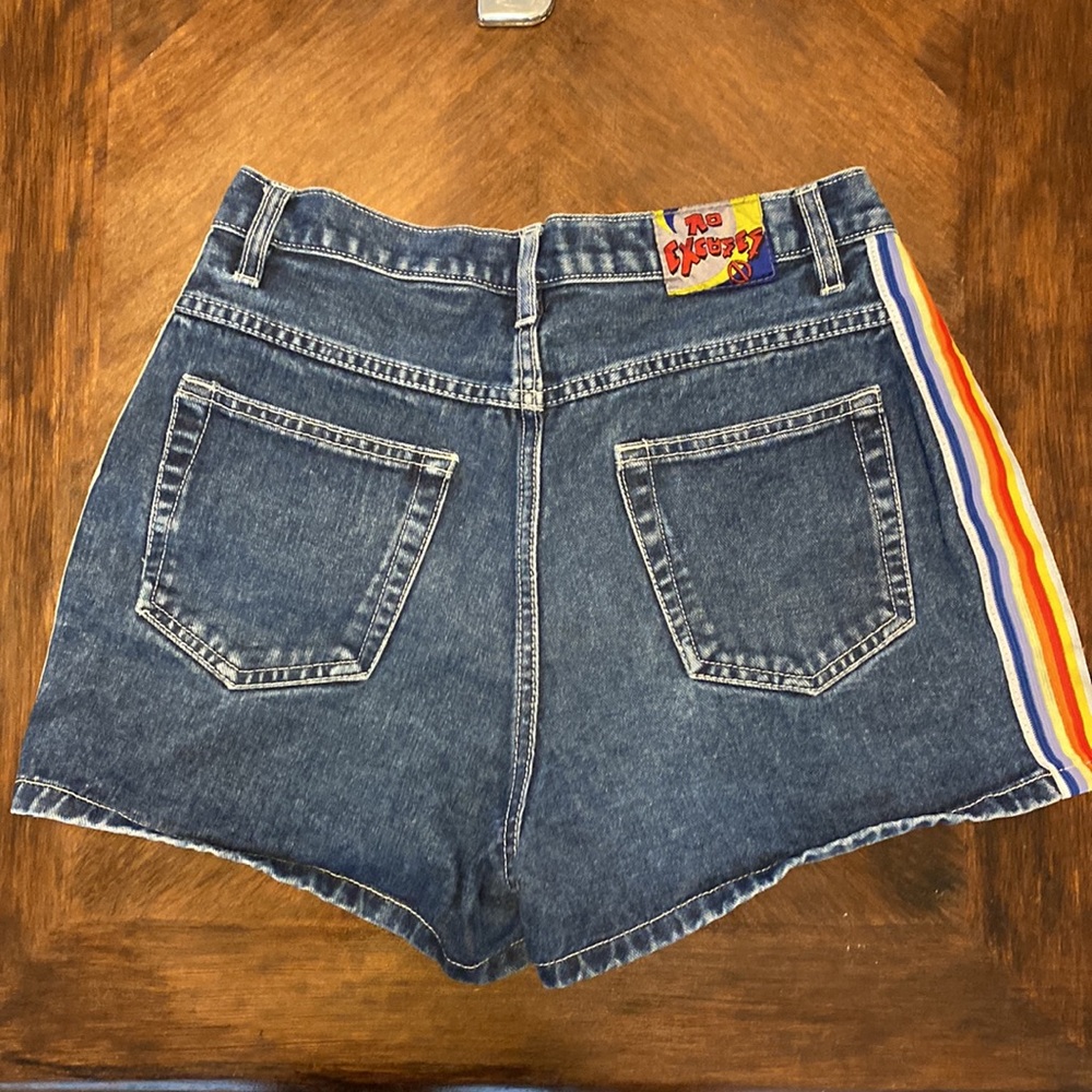 90’s Jeans Shorts - Rainbow Stripe - Vintage | Mom sz 11-12